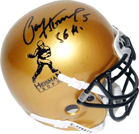 Picture of Athlon Sports CTBL-J315 56 H Paul Hornung Signed Heisman Gold Schutt Authentic Mini Helmet - JSA Hologram Notre Dame