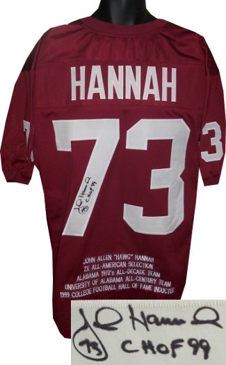 Picture of Athlon Sports CTBL-J14275 CHOF 99 John Hannah Signed Crimson TB Custom Stitched Football Jersey with Embroidered Stats - JSA Hologram - Extra Large