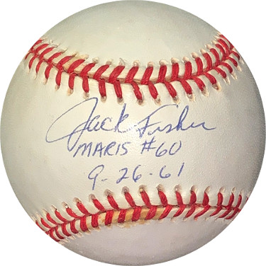 Picture of Athlon Sports CTBL-024659 Jack Fisher Signed ROAL Rawlings Official American League Baseball Maris No.60 9-26-61 Minor Tone Spots- JSA No.EE41777 Orioles