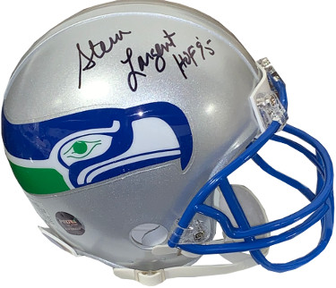 Picture of Athlon Sports CTBL-024955 Steve Largent Signed Seattle Seahawks Riddell TB Mini Helmet HOF 95- Prova Witnessed Hologram
