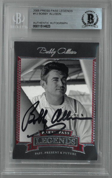 Picture of Athlon Sports CTBL-024588 Bobby Allison Signed NASCAR 2005 Press Pass Legends Card No.13- Beckett BAS No.00011514623