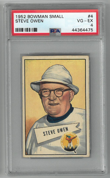 Picture of Athlon Sports CTBL-024947 Steve Owen New York Giants 1952 Bowman Small Football Card No.4- PSA Graded 4 Very Good- Excellent