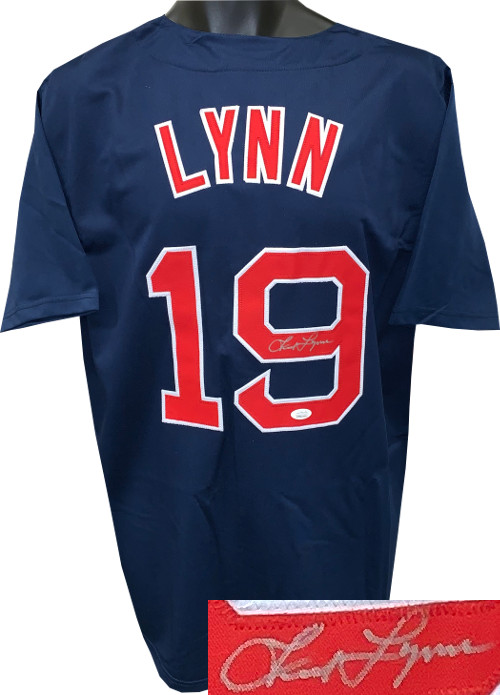 Picture of Athlon Sports CTBL-024127 Fred Lynn Signed Navy TB Custom Stitched Baseball Jersey XL- JSA Witnessed Hologram