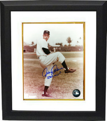 CTBL-BW16805 Johnny Podres Signed Brooklyn Dodgers Pitching Photo Custom Framed 55 WS MVP - Wind Up - Deceased - 8 x 10