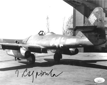 CTBL-024416 Jorg Czypionka Signed WWII German ME-262 Luftwaffe Pilot Night Fighter Vintage B&W 8 x 10 in. Photo- JSA Hologram No.DD64719
