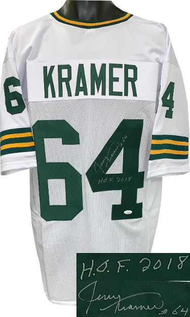 CTBL-025054 Jerry Kramer Signed White TB Custom Stitched Pro Style Football Jersey No.64 HOF 2018 XL- JSA Witnessed Hologram -  Athlon Sports, CTBL_025054