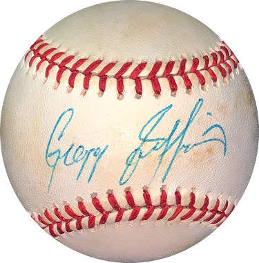 Picture of Athlon Sports CTBL-025057 Gregg Jefferies Signed RONL Rawlings Official National League Baseball Minor Tone Spots- JSA Hologram No.EE41654 New York Mets