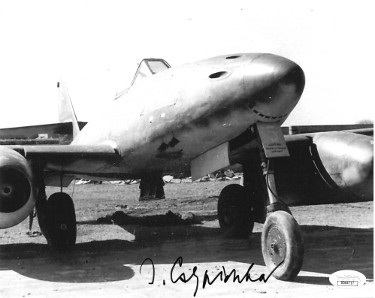 CTBL-024414 Jorg Czypionka Signed WWII German ME-262 Luftwaffe Pilot Night Fighter Vintage B&W 8 x 10 in. Photo- JSA Hologram No.DD64717