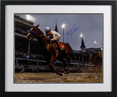 CTBL-024154 Mike E. Smith Signed Justify 2018 144th Kentucky Derby 16 x 20 in. Photo Custom Framing Triple Crown- Steiner Hologram