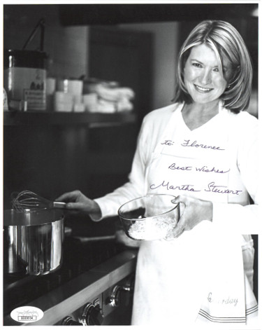 Picture of Athlon Sports CTBL-023079 Martha Stewart Signed B&W Cooking 8 x 10 in. Photo to Florence Best Wishes- JSA Hologram No.DD39234