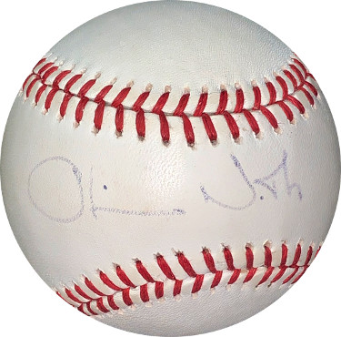 Picture of Athlon Sports CTBL-025012 Oliver North Signed ROAL Rawlings Official American League Baseball Faded Sig- JSA No.EE41767 USMC Lt Col & National Sec Council