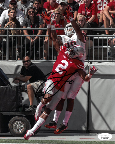CTBL-J23978 Marshon Lattimore Signed Ohio State Buckeyes 8 x 10 in. Photo No.2- JSA Hologram Red Jersey