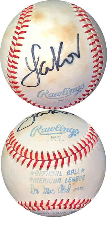 Picture of Athlon Sports CTBL-024335 Yakov Smirnoff Signed ROAL Official American League Baseball Minor Spots- JSA Hologram No.EE41772 Writer&#44; Comedian & Actor
