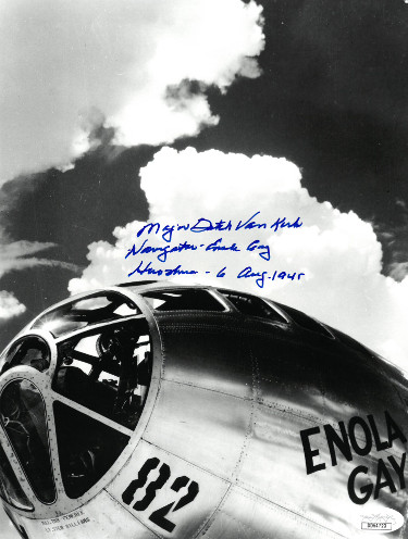 CTBL-024443 Dutch Van Kirk Signed WWII Vintage B&W 8 x 10 in. Photo Navigator Enola Gay & Hiroshima 6 Aug 1945- JSA Hologram No.DD64723