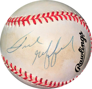 Picture of Athlon Sports CTBL-024666 Frank Gifford Signed RONL Rawlings Official National League Baseball Toned & Light Sig- JSA Hologram No.EE41792 New York Giants