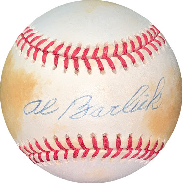 Picture of Athlon Sports CTBL-024682 Al Barlick Signed RONL Rawlings Official National League Baseball Toned- JSA Hologram No.EE41752 MLB Umpire
