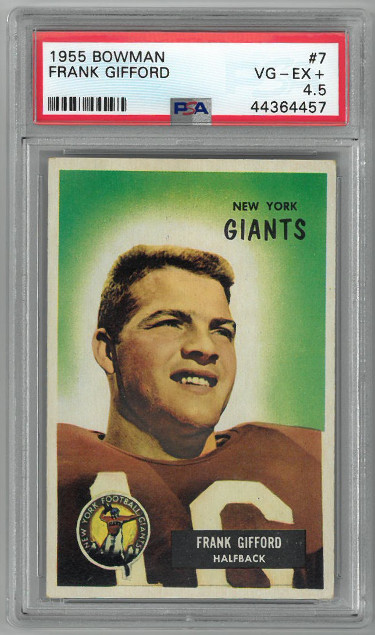 Picture of Athlon Sports CTBL-024929 Frank Gifford New York Giants 1955 Bowman Football Card No.7- PSA Graded 4.5 Very Good- Excellent