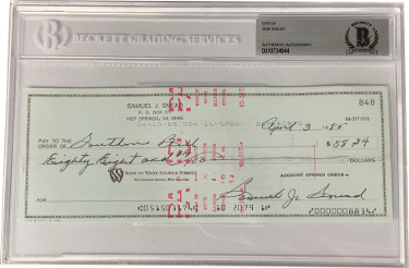 Picture of Athlon Sports CTBL-024814 Sam Snead PGA & Golf 3 x 8 in. Bank Check Signed in Black Beckett BAS No.0010734644