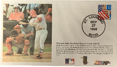 Picture of Athlon Sports CTBL-024891 Mark McGwire 1998 First Day Cover & Envelope Two Home Runs to Finish with 70- 10-27-98 St. Louis Cardinals