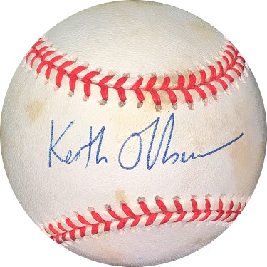 Picture of Athlon Sports CTBL-024976 Keith Olbermann Signed RONL Rawlings Official National League Baseball Tone Spots - JSA Hologram No.EE41669 Sportscaster