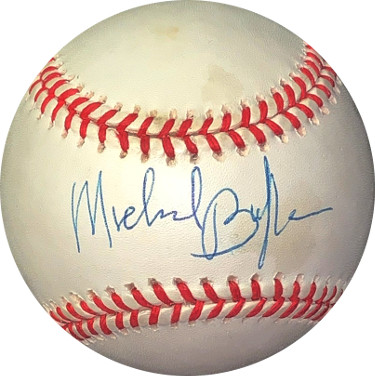 Picture of Athlon Sports CTBL-024254 Michael Buffer Signed RONL Rawlings Official National League Baseball Minor Tone Spots- JSA Hologram No.EE41791 Boxing Announcer