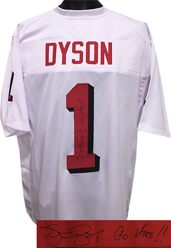 Picture of Athlon Sports CTBL-J18925 Kevin Dyson Signed Utah Utes TB Stitched Shadow Football Jersey, White - Extra Large