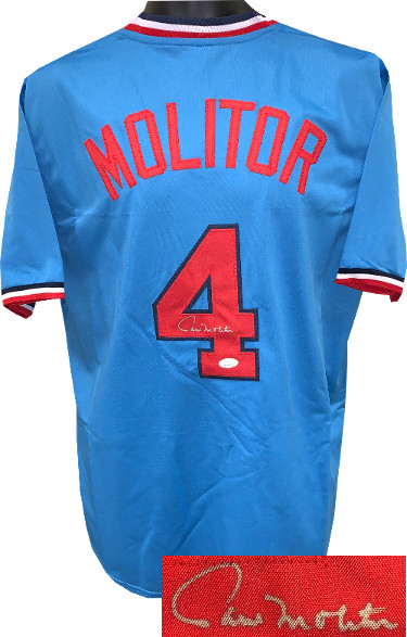 Picture of Athlon Sports CTBL-025227 Paul Molitor Signed TB Custom Stitched Baseball Jersey&#44; Blue - Extra Large