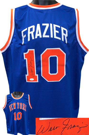 Picture of Athlon Sports CTBL-025568 Walt Frazier Signed TB Custom Stitched Pro Basketball Jersey, Blue - Extra Large