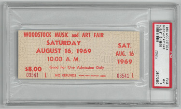 Picture of Athlon Sports CTBL-025741 1969 Woodstock Music & Art Fair Original Vintage Full Ticket for Saturday 16th September 1969&#44; Beige