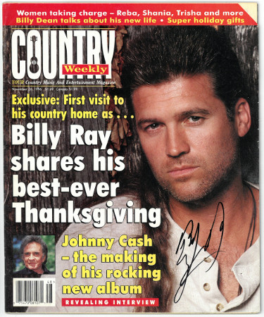 Picture of Athlon Sports CTBL-025807 Billy Ray Cyrus Signed Country Weekly 26th November 1996 Full Magazine