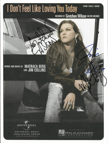 Picture of Athlon Sports CTBL-025918 9 x 12 in. Gretchen Wilson Signed I Dont Feel Like Loving You Today Music Sheet