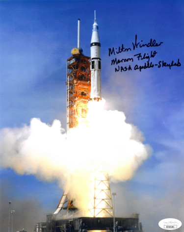 CTBL-025643 Milton Windler Signed Apollo & Soyuz Test Project Saturn IB Color 8 x 10 in. Photo Maroon Flight NASA Apollo-Skylab - JSA Holo No.EE63181