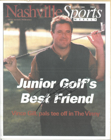 Picture of Athlon Sports CTBL-026350 Vince Gill Signed Nashville Sports Weekly Magazine July 27, 1999 - JSA Hologram No.EE61381 - Junior Golfs Best Friend