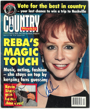 Picture of Athlon Sports CTBL-026352 Reba McEntire & Kevin Sharp Dual Signed Country Weekly Full Magazine March 24&#44; 1998 - JSA Hologram No.DD63087