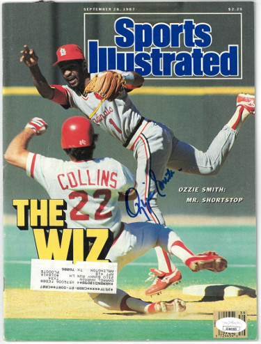 Picture of Athlon Sports CTBL-027254 Ozzie Smith Signed Sports Illustrated Full Magazine 9-28-1987 - JSA No.EE60280 - St. Louis Cardinals