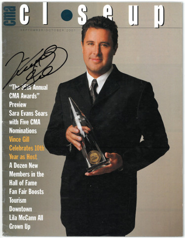 CTBL-027325 Vince Gill Signed CMA Closeup Full Magazine 35th Annual CMA Awards September & October 2001 - JSA No.GG36331 - No Label -  Athlon Sports, CTBL_027325
