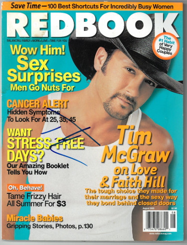 CTBL-027328 Tim McGraw Signed Redbook Full Magazine August 2003 Cover Stain - JSA No.DD63024 - No Label