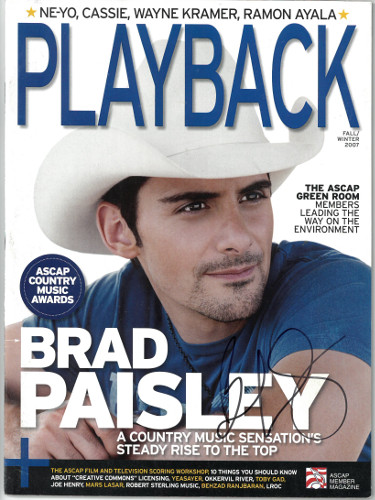 CTBL-027329 Brad Paisley Signed Playback Full Magazine Fall & Winter 2007 - JSA No.DD63015 - No Label