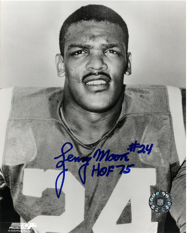 CTBL-028173 Lenny Moore Signed Baltimore Colts B&W 8 x 10 in. Photo No.24 HOF 75 - Close Up