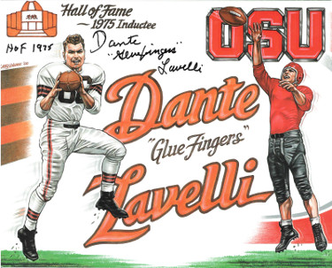 CTBL-028185 Dante Lavelli Signed Ohio State Buckeyes Cleveland Browns 8 x 10 in. Photo Dual Gluefingers HOF 1975 Imperfect - Artist Collage