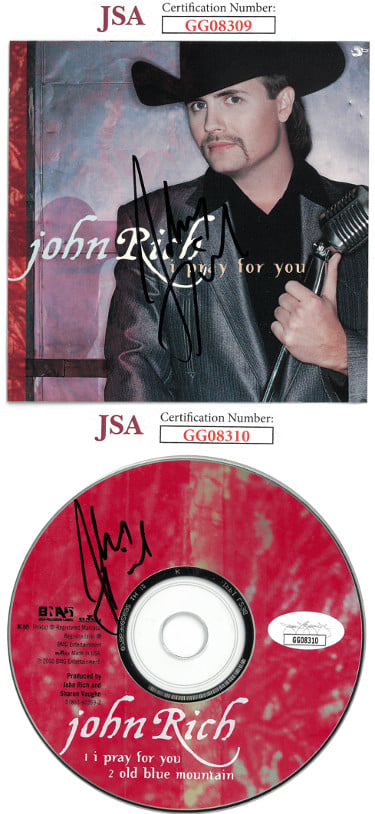 CTBL-026577 John Rich Signed 2000 I Pray for You Single CD Cover & CD - JSA Hologram No.GG08309 & No.GG08310
