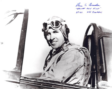 CTBL-027390 Ben Amsden Signed Vintage WWII B&W 8 x 10 in. Photo Hellcat Ace Pilot VF-22 Cowpens - JSA No.II11067