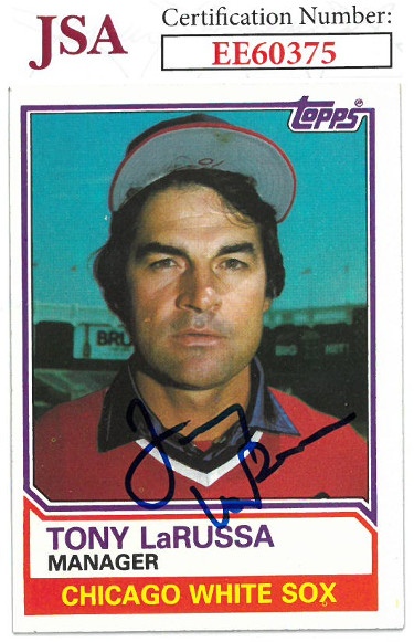 Picture of Athlon Sports CTBL-027469 Tony La Russa Signed 1983 Topps Baseball Card No.216 - JSA No.EE60375 - Chicago White Sox