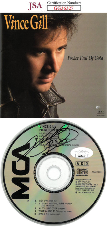 Picture of Athlon Sports CTBL-025907 Vince Gill Signed Pocket Full Of Gold Album CD with Cover - JSA Hologram No.GG36327