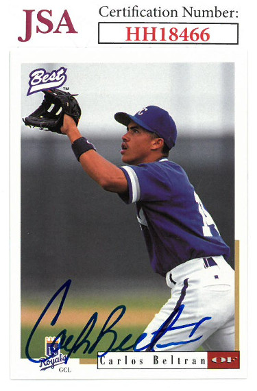 Picture of Athlon Sports CTBL-027543 Carlos Beltran Signed 1996 Best Baseball Card No.10 - JSA No.HH18466 - Kansas City Royals