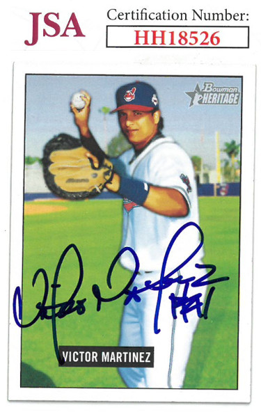 Picture of Athlon Sports CTBL-027555 Victor Martinez Signed 2005 Bowman Heritage Baseball Card No.79 - JSA No.HH18526 - Cleveland Indians