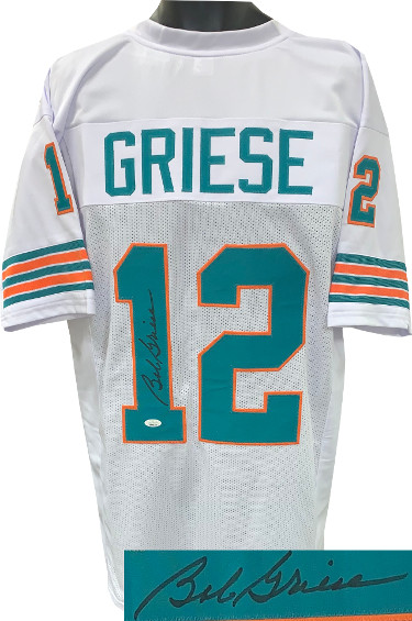 CTBL-028329 Bob Griese Signed White TB Custom Stitched Pro Style Football Jersey - Extra Large - JSA Witnessed