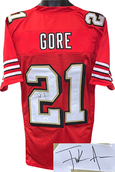 CTBL-028416 Frank Gore Signed Red TB Shadow No. Custom Stitched Pro Style Football Jersey - Extra Large - JSA Witnessed