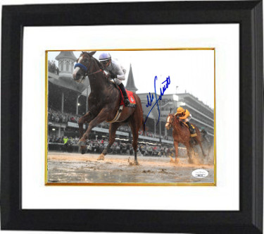 Picture of Athlon Sports CTBL-BW28009 Mike E. Smith Signed Justify 2018 144th Kentucky Derby 8 x 10 in. Photo Custom Framing - JSA - Triple Crown