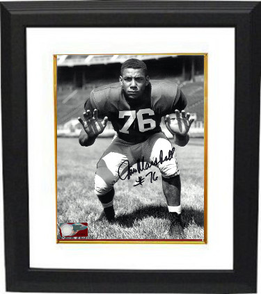 CTBL-BW28057 Jim Marshall Signed Ohio State Buckeyes Vintage B&W 8 x 10 in. Photo Custom Framing No.76 - Purple People Eaters